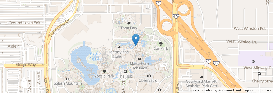Mapa de ubicacion de Lemonade Small World en Vereinigte Staaten Von Amerika, Kalifornien, Orange County, Anaheim.