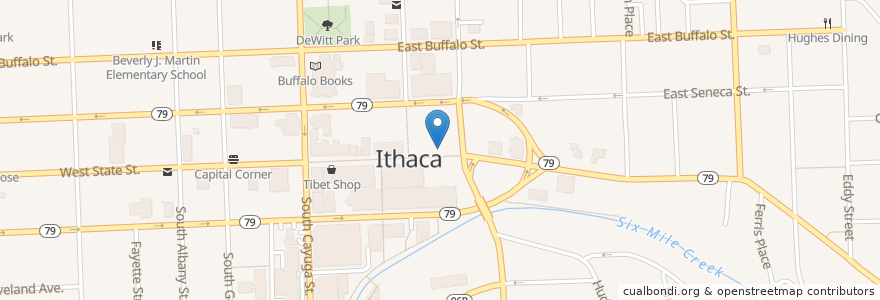 Mapa de ubicacion de The Outdoor Store en アメリカ合衆国, ニューヨーク州, Tompkins County, Ithaca Town, Ithaca.