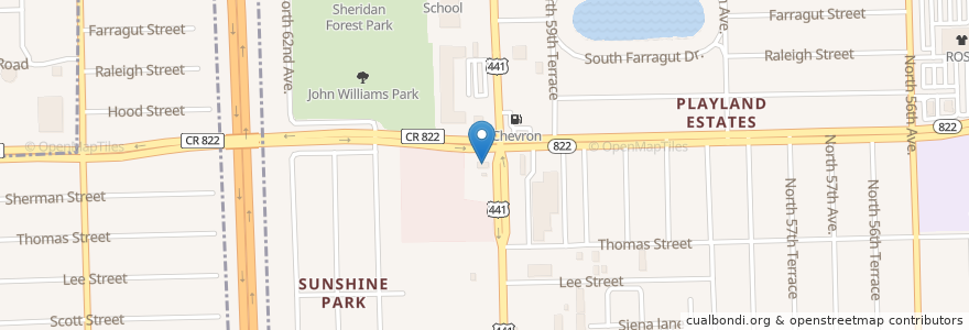 Mapa de ubicacion de Marathon en Amerika Syarikat, Florida, Broward County, Hollywood.