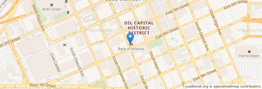Mapa de ubicacion de Bank of America en Vereinigte Staaten Von Amerika, Oklahoma, Tulsa County, Tulsa.