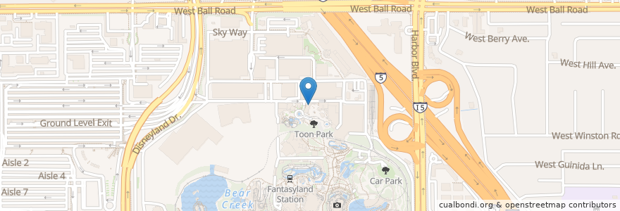 Mapa de ubicacion de Clarabelle's en Vereinigte Staaten Von Amerika, Kalifornien, Orange County, Anaheim.