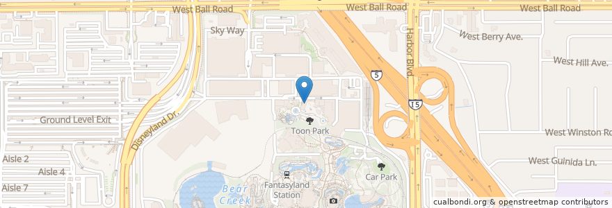 Mapa de ubicacion de Pluto's Dog House en Amerika Birleşik Devletleri, Kaliforniya, Orange County, Anaheim.