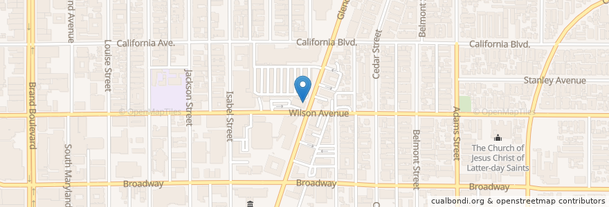 Mapa de ubicacion de Bank of America en 美利坚合众国/美利堅合眾國, 加利福尼亚州/加利福尼亞州, 洛杉矶县, Glendale.