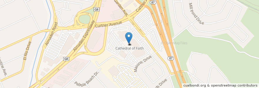 Mapa de ubicacion de Cathedral of Faith en Соединённые Штаты Америки, Калифорния, Santa Clara County, San Jose.