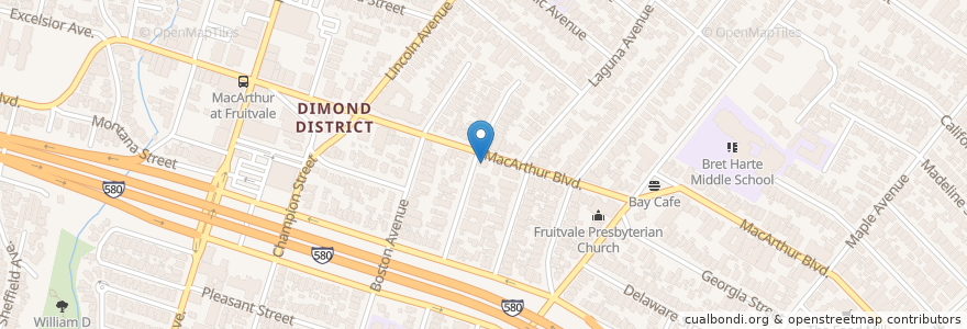 Mapa de ubicacion de Kasper's Hot Dogs en États-Unis D'Amérique, Californie, Comté D'Alameda, Oakland.