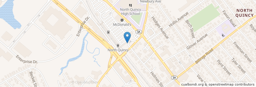 Mapa de ubicacion de North Quincy Station en 美利坚合众国/美利堅合眾國, 马萨诸塞州 / 麻薩諸塞州 / 麻省, Norfolk County, Quincy.