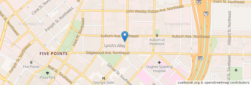 Mapa de ubicacion de Courtland near Lynch's Alley en 美利坚合众国/美利堅合眾國, 喬治亞州, Fulton County, Atlanta.