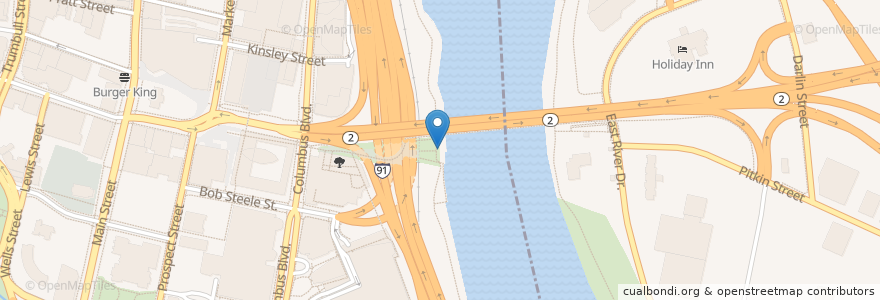 Mapa de ubicacion de Mortensen Riverfront Plaza Performance Tent en 美利坚合众国/美利堅合眾國, 康涅狄格州 / 康乃狄克州, Hartford County, Hartford.