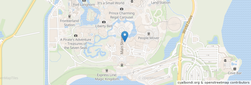 Mapa de ubicacion de The Plaza Restaurant en アメリカ合衆国, フロリダ州, Reedy Creek Improvement District, オレンジ郡 (フロリダ州), Bay Lake.