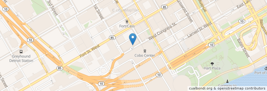 Mapa de ubicacion de Cobo Joe's Bar & Grill en الولايات المتّحدة الأمريكيّة, ميشيغان, ديترويت.