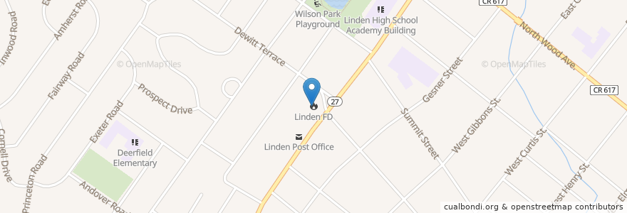 Mapa de ubicacion de Linden FD en United States, New Jersey, Union County, Linden.