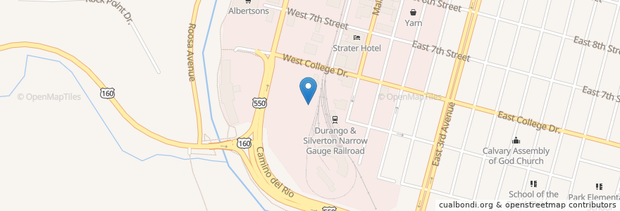 Mapa de ubicacion de Wells Fargo en United States, Colorado, La Plata County, Durango.