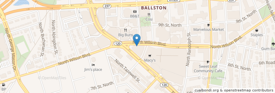 Mapa de ubicacion de The Business Bank en États-Unis D'Amérique, Virginie, Arlington County, Arlington.