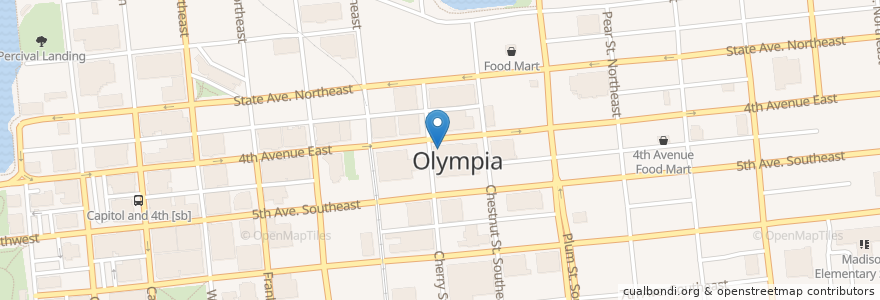 Mapa de ubicacion de Olympia City Hall en 미국, 워싱턴, Thurston County, Olympia.