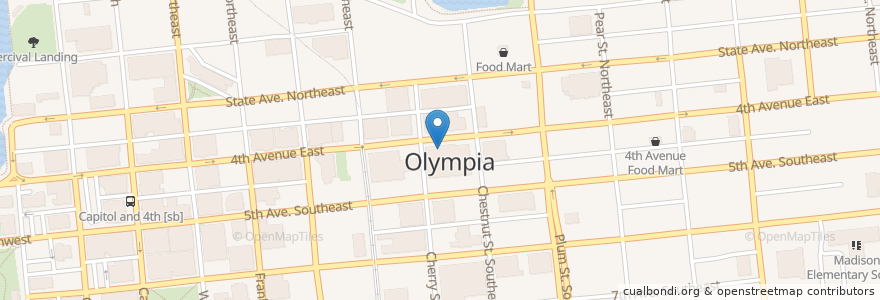 Mapa de ubicacion de Olympia Police Department en 미국, 워싱턴, Thurston County, Olympia.
