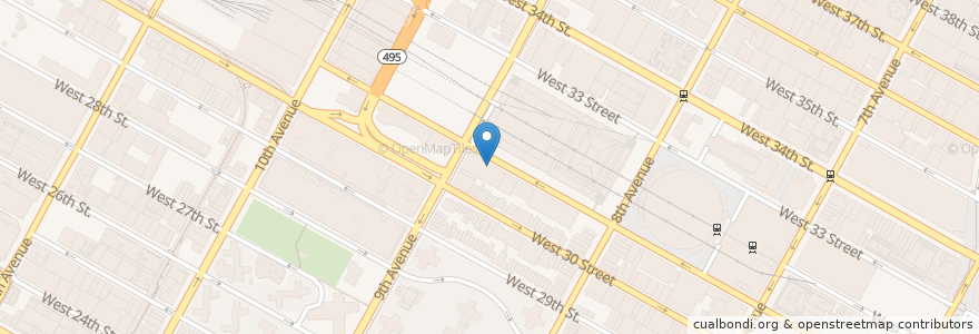 Mapa de ubicacion de Dunkin' Donuts en 美利坚合众国/美利堅合眾國, 纽约州 / 紐約州, 纽约, 纽约县, Manhattan, Manhattan Community Board 4.