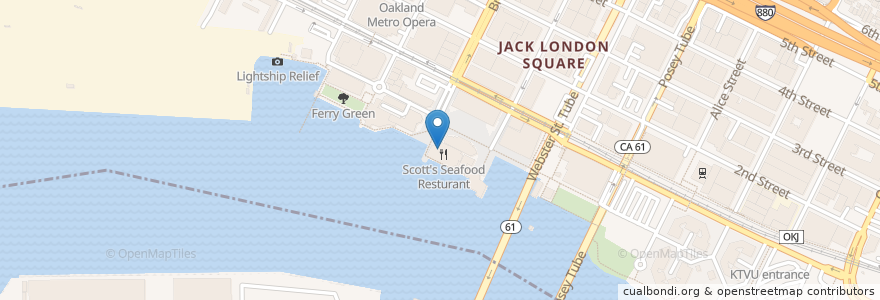 Mapa de ubicacion de Scott's Seafood Resturant en 미국, 캘리포니아주, 앨러미다 군, 오클랜드.