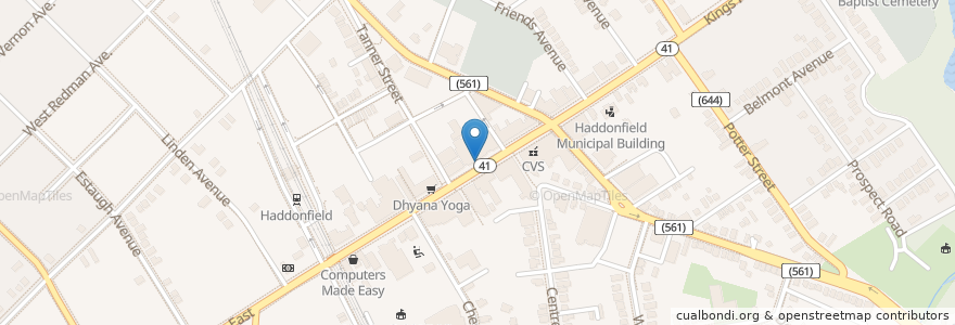 Mapa de ubicacion de Animo Juice Bar and Burrito Bar en 美利坚合众国/美利堅合眾國, 新泽西州 / 新澤西州 / 紐澤西州, Camden County, Haddonfield.