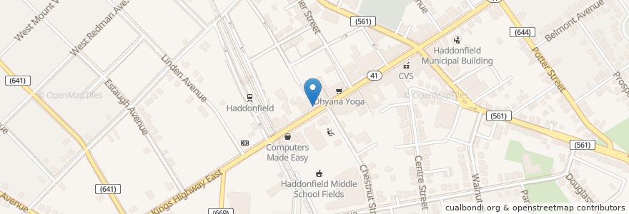 Mapa de ubicacion de Run Club en アメリカ合衆国, ニュージャージー州, Camden County, Haddonfield.