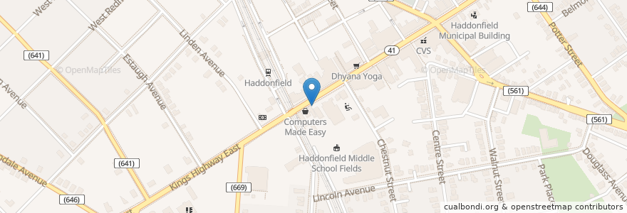 Mapa de ubicacion de Kings Guard Cleaners & Tailors en Verenigde Staten, New Jersey, Camden County, Haddonfield.