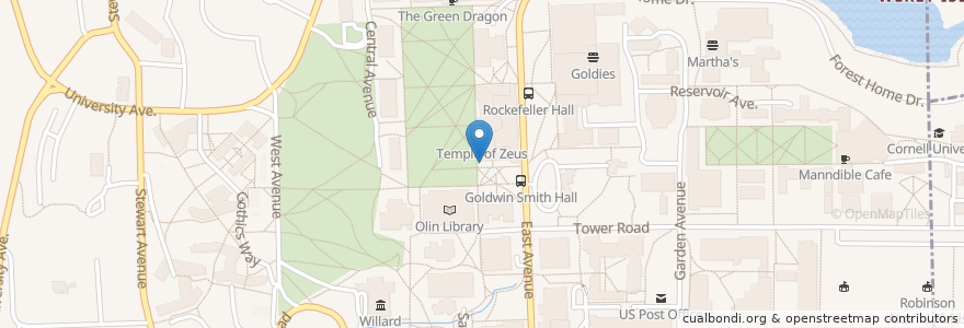 Mapa de ubicacion de Goldwin Smith Hall en United States, New York, Tompkins County, Ithaca Town, Ithaca.