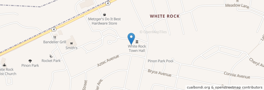 Mapa de ubicacion de Los Alamos Public Library White Rock Branch en الولايات المتّحدة الأمريكيّة, نيومكسيكو, Los Alamos County.