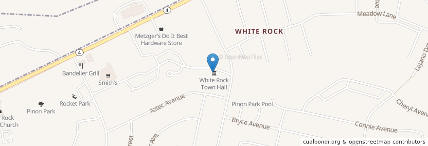 Mapa de ubicacion de White Rock Town Hall en Соединённые Штаты Америки, Нью-Мексико, Los Alamos County.