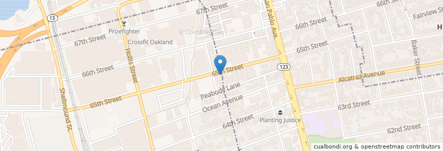 Mapa de ubicacion de Farley's on 65th en Vereinigte Staaten Von Amerika, Kalifornien, Alameda County, Berkeley, Emeryville.