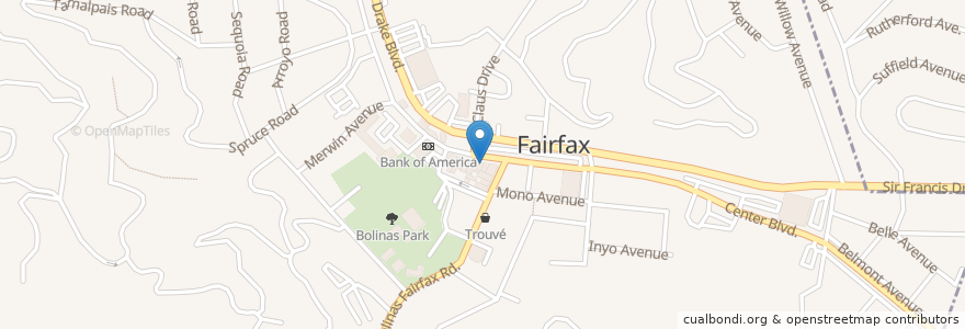 Mapa de ubicacion de Fairfax Scoop en Vereinigte Staaten Von Amerika, Kalifornien, Marin County, Fairfax.