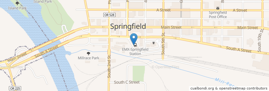Mapa de ubicacion de Springfield Station en Stati Uniti D'America, Oregon, Lane County, Springfield.