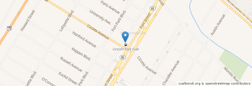 Mapa de ubicacion de Lincoln Park Fuel en 美利坚合众国/美利堅合眾國, 密歇根州, Wayne County, Lincoln Park.