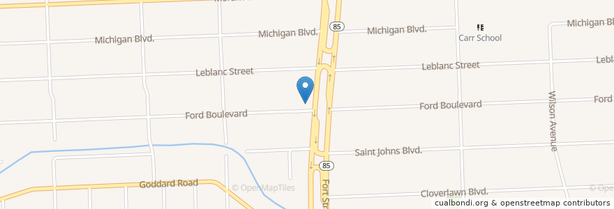 Mapa de ubicacion de PNC Bank en United States, Michigan, Wayne County.