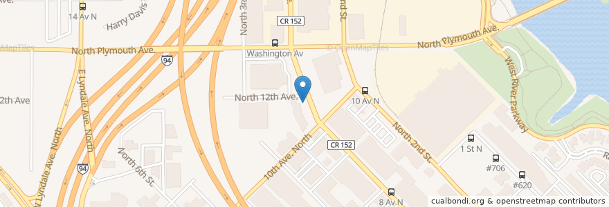 Mapa de ubicacion de 12th Ave. N en 미국, 미네소타, Hennepin County, Minneapolis.