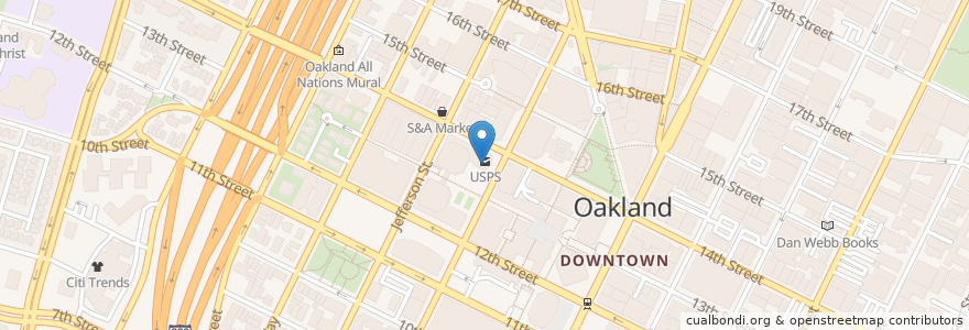 Mapa de ubicacion de Byron Rumford US Post Office en Amerika Syarikat, California, Alameda County, Oakland.