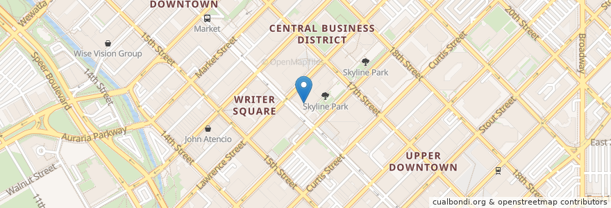 Mapa de ubicacion de Green Fine Salad Company en Amerika Syarikat, Colorado, Denver County, Denver.