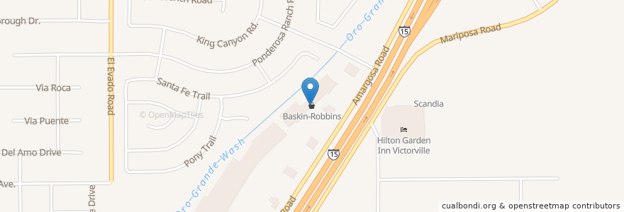 Mapa de ubicacion de Baskin-Robbins en ایالات متحده آمریکا, کالیفرنیا, San Bernardino County, Victorville.