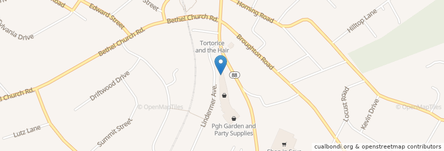 Mapa de ubicacion de Pizza Hut en Amerika Syarikat, Pennsylvania, Allegheny County, Bethel Park.