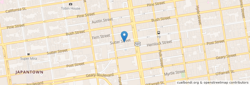 Mapa de ubicacion de Sutter Place Garage en États-Unis D'Amérique, Californie, San Francisco, San Francisco.