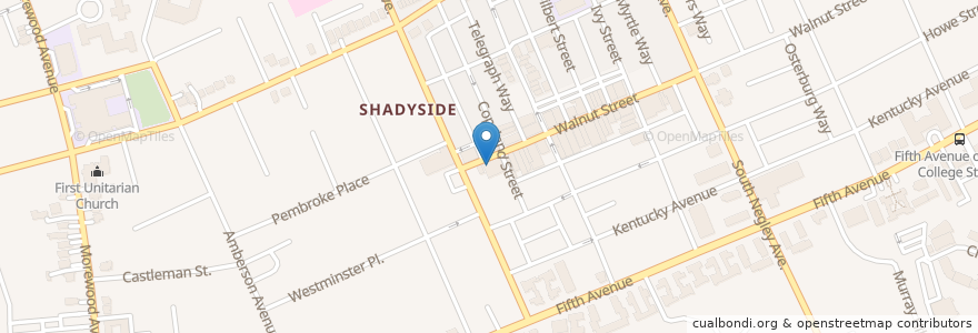 Mapa de ubicacion de Shadyside Market and Deli en Amerika Birleşik Devletleri, Pensilvanya, Allegheny County, Pittsburgh.