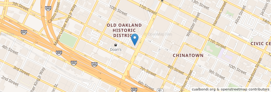 Mapa de ubicacion de Starbucks en United States, California, Alameda County, Oakland.