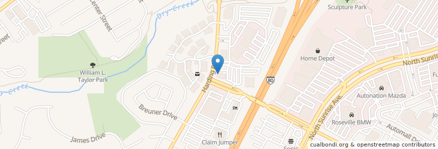 Mapa de ubicacion de Blue Oak Dental en Amerika Birleşik Devletleri, Kaliforniya, Placer County, Roseville.