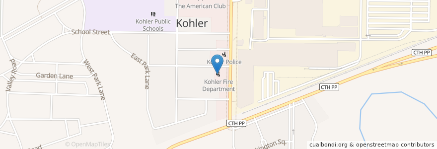 Mapa de ubicacion de Kohler Fire Department en الولايات المتّحدة الأمريكيّة, ويسكنسن, Sheboygan County, Kohler.