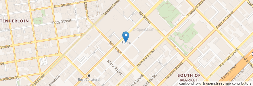 Mapa de ubicacion de City CarShare (5th and Mission) en アメリカ合衆国, カリフォルニア州, サンフランシスコ, San Francisco.
