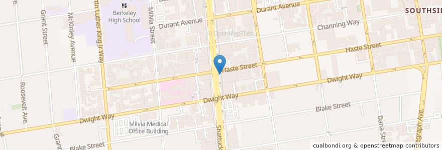 Mapa de ubicacion de Haste & Shattuck (Fine Arts Building) en Amerika Syarikat, California, Alameda County, Berkeley.