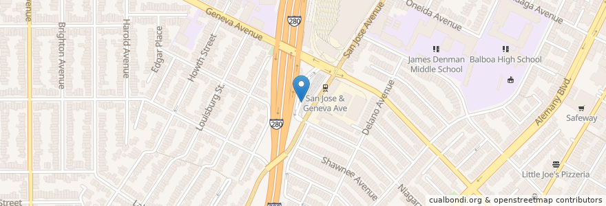 Mapa de ubicacion de Balboa Park BART en Vereinigte Staaten Von Amerika, Kalifornien, San Francisco, San Francisco.