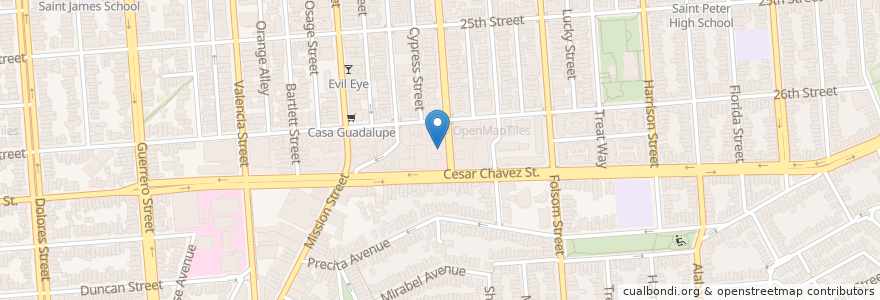 Mapa de ubicacion de S Van Ness & Cesar Chavez (Flyers Gas) en アメリカ合衆国, カリフォルニア州, サンフランシスコ, San Francisco.