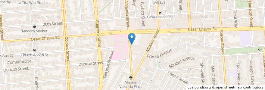 Mapa de ubicacion de Valencia & Cesar Chavez en Amerika Birleşik Devletleri, Kaliforniya, San Francisco, San Francisco.