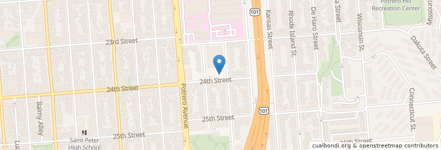 Mapa de ubicacion de 24th & Utah (General Hospital) en الولايات المتّحدة الأمريكيّة, كاليفورنيا, سان فرانسيسكو, سان فرانسيسكو.