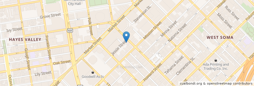 Mapa de ubicacion de Jessie & 9th en United States, California, San Francisco, San Francisco.