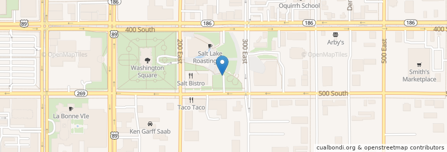 Mapa de ubicacion de Library Square en Estados Unidos Da América, Utah, Salt Lake County, Salt Lake City.
